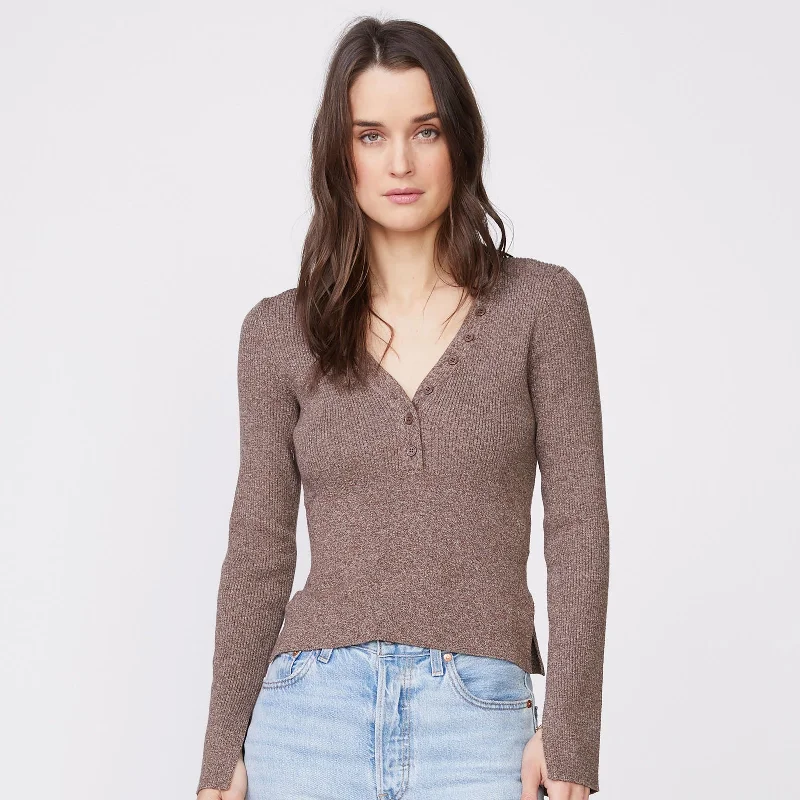 Women's Fuzzy Mohair - Blend Sweater in Light Pink for a Soft and Cozy FeelRib Henley Sweater Women's Fuzzy Mohair - Blend Sweater in Light Pink for a Soft and Cozy FeelRib Henley Sweater
