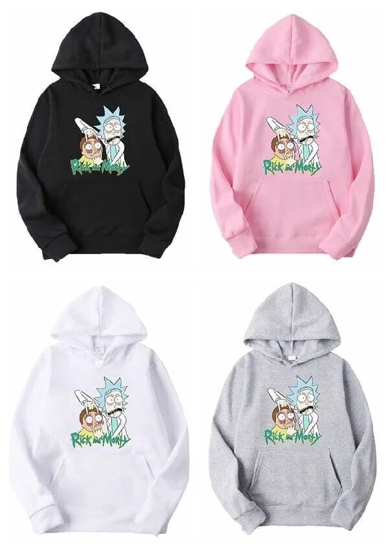Women's hoodie with a glittery print for a glamorous and sparkly appearance Ricky & Morty