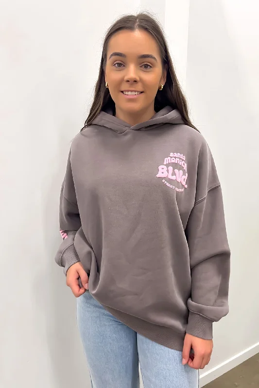 Women's crew - neck sweatshirt in a heather gray shade for a classic and versatile option Santa Monica Hoodie Charcoal Women's crew - neck sweatshirt in a heather gray shade for a classic and versatile option Santa Monica Hoodie Charcoal