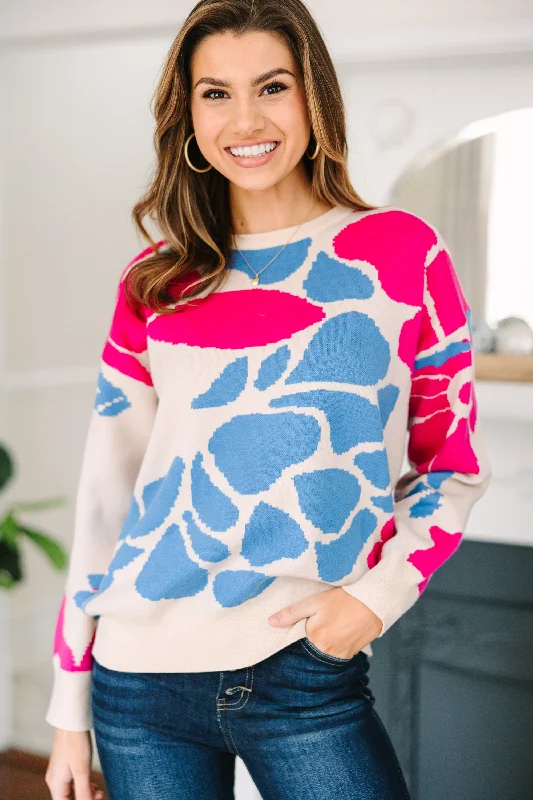 Plus Size Women's V - Neck Long - Sleeve Ribbed Cotton Sweater in Navy for a Classic StyleShow Your Here Ivory White Floral Sweater Plus Size Women's V - Neck Long - Sleeve Ribbed Cotton Sweater in Navy for a Classic StyleShow Your Here Ivory White Floral Sweater