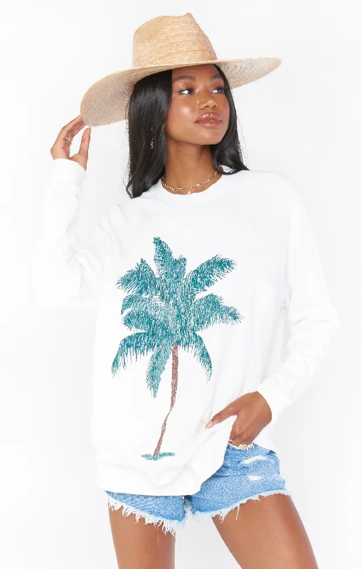 Plus Size Women's Open - Front Cardigan Style Sweater Dresses Simon Pullover ~ Palm Graphic