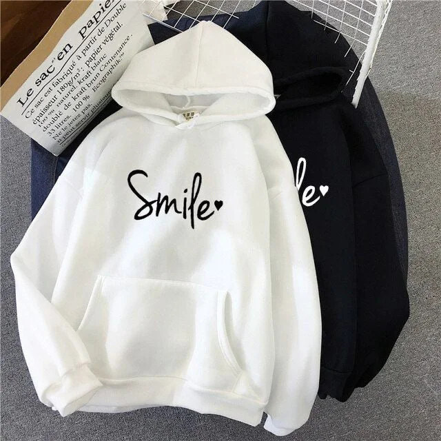 Women's graphic - printed sweatshirt featuring floral patterns for a feminine touch Smile hoodies