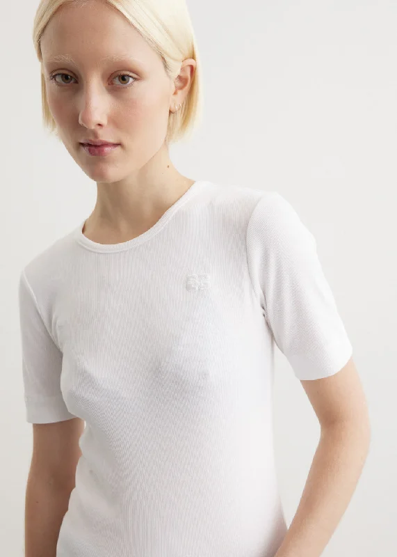 Women's yellow t shirt Rib Short Sleeve T-Shirt