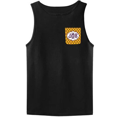 Plus Size Women's Embroidered Tank Tops in Boho Styles  Sorority Crocket Tank Top with Script Monogram - G220 - SUB