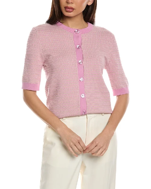 Midi - Length Women's Shetland Wool Sweater Dresses in Traditional Patterns St. John Mini Geo Cardigan