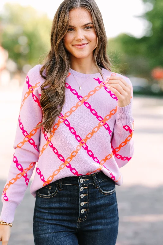 Plus Size Women's Fringe - Trimmed Sweater in Beige for a Boho - Inspired StyleTHML: This Is The Day Lilac Purple Sweater