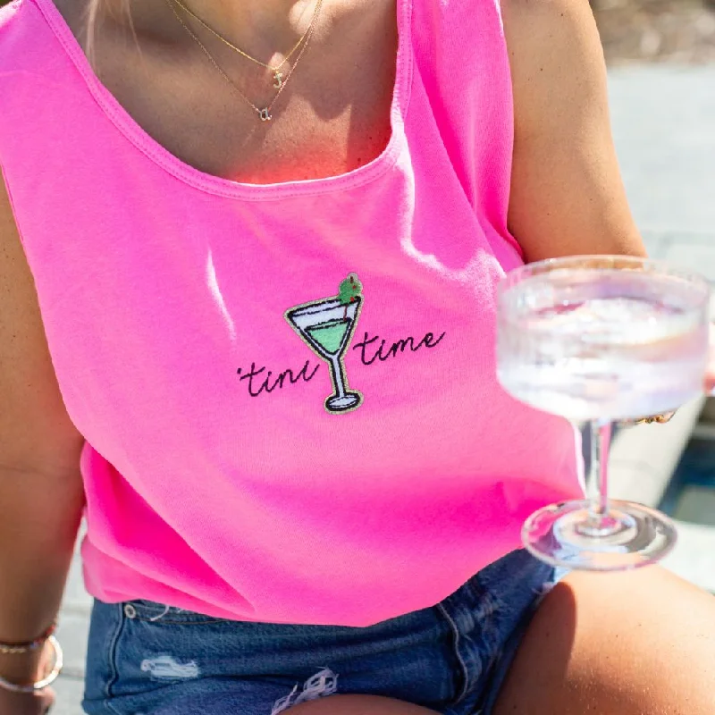 Plus Size Women's Ruffled Hem Tank Tops with Floral Prints  'Tini Time' Tank Top