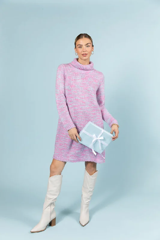 Mini - Length Women's Chunky Knit Sweater Dresses in Bold Hues Winter Skies Multi Knit Sweater Dress Mini - Length Women's Chunky Knit Sweater Dresses in Bold Hues Winter Skies Multi Knit Sweater Dress