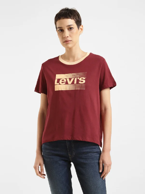 Women's cropped t shirt Women's Brand Logo Crew Neck T-shirt