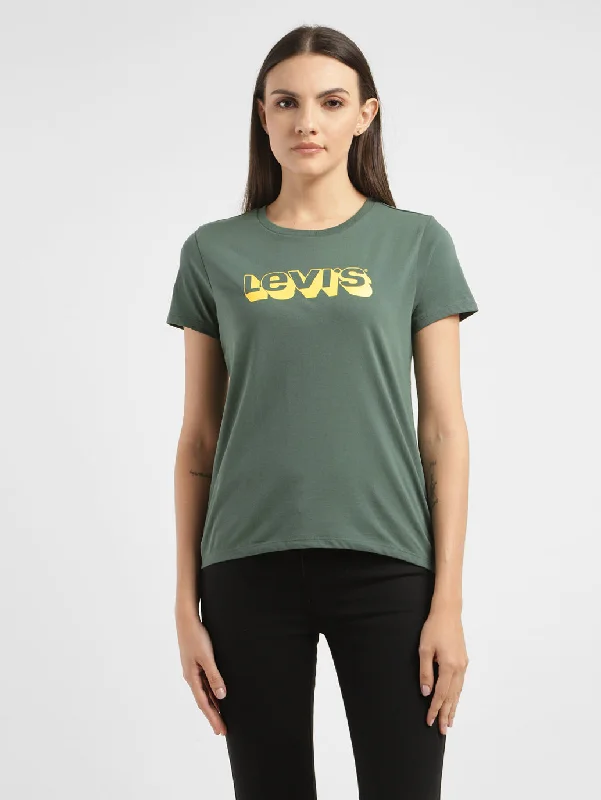 Women's embroidered t shirt Women's Brand Logo Crew Neck T-shirt