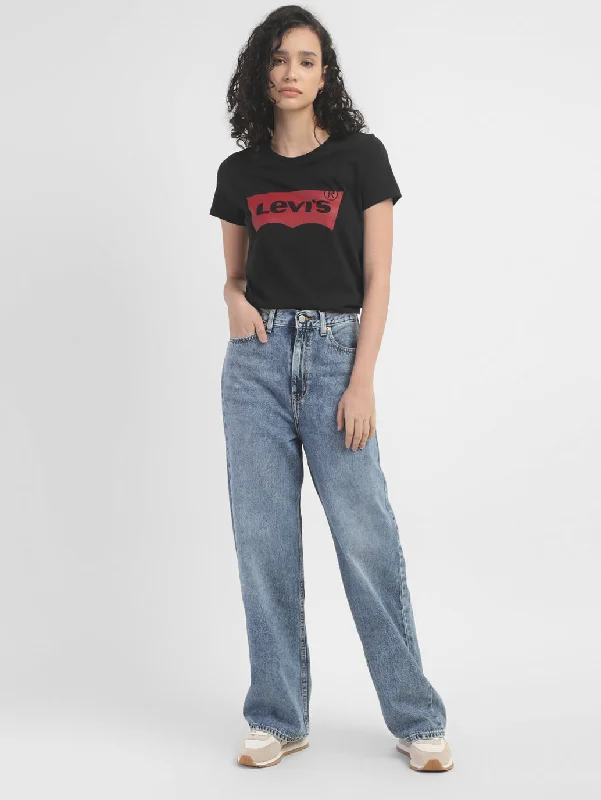 Women's red t shirt Women's Brand Logo Crew Neck T-shirt