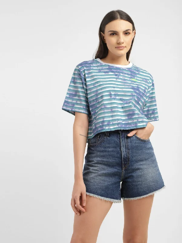 Women's silk t shirt Women's Striped Loose Fit T-shirt