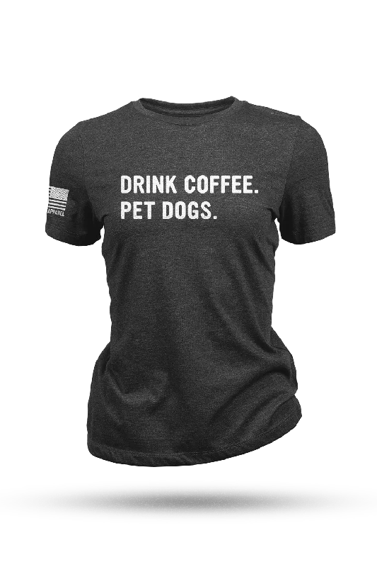 Women's pleated t shirt Drink Coffee Pet Dogs - Women's T-Shirt