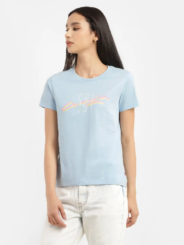 Women's UV protection t shirt Women's Typography Crew Neck T-shirt