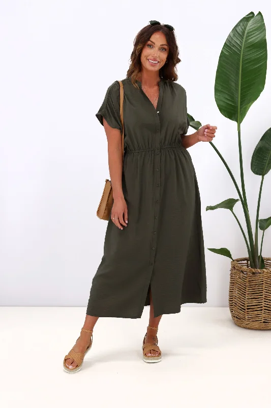 Empire Waist Women Dress to Accentuate the Bust and Conceal the Waist Betty Basics Simone Dress Olive