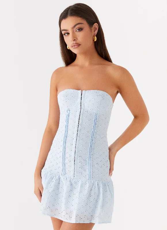 Long - Sleeve Women Dress in Velvet for a Luxurious Winter Look Bloomsbury Bustier Mini Dress - Blue