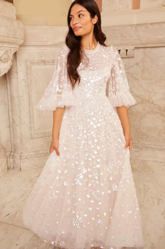 Sheath Women Dress with a Tailored Fit for a Professional Look Constellation Gloss Ankle Gown