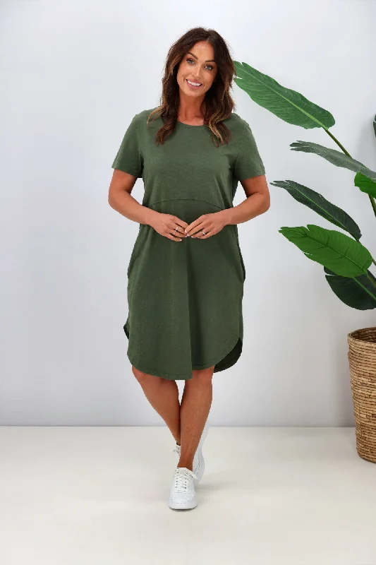 Ruffled Women Dress with Multiple Layers for a Playful and Girly Style Foxwood Bay Dress Khaki