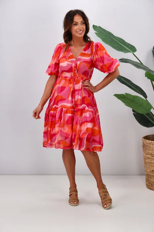 Backless Women Dress for a Sexy and Alluring Look at Evening Events Fria Annie Balloon Sleeve Mini Dress Pink