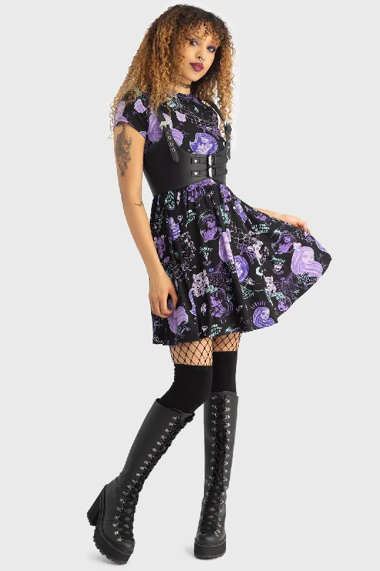 Long - Sleeve Women Dress in Velvet for a Luxurious Winter Look Ghoul Reunion Aop Mini Dress