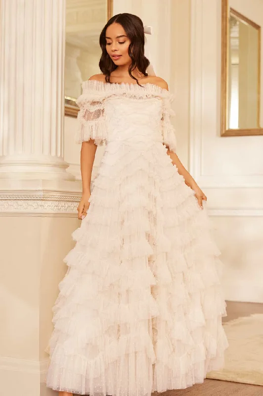 Printed Abstract Women Dress for a Modern and Artistic Appeal Lana Off-Shoulder Gown