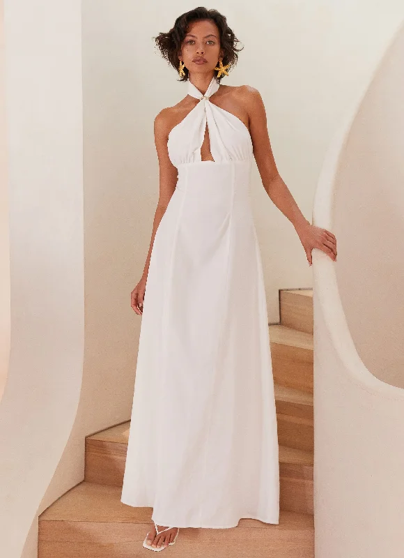 Mermaid - Style Women Dress with a Fitted Silhouette for Special Occasions Maison Linen Maxi Dress - White