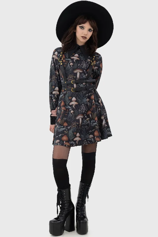 Long - Sleeve Women Dress in Velvet for a Luxurious Winter Look Night Forager Mini Dress