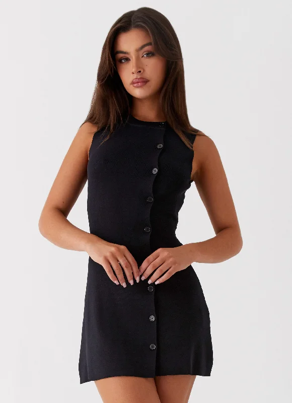 Ruffled Women Dress with Multiple Layers for a Playful and Girly Style Not One Time Knit Mini Dress - Black