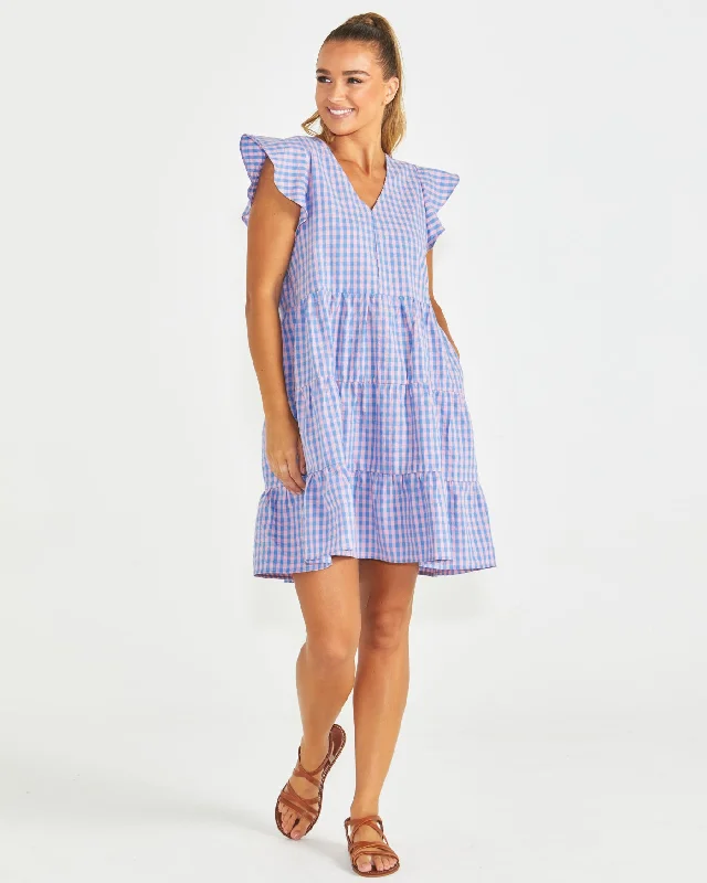 Little Black Women Dress with Sequins for a Glamorous Night Out Sass Phillipa Dress Blue Pink Gingham
