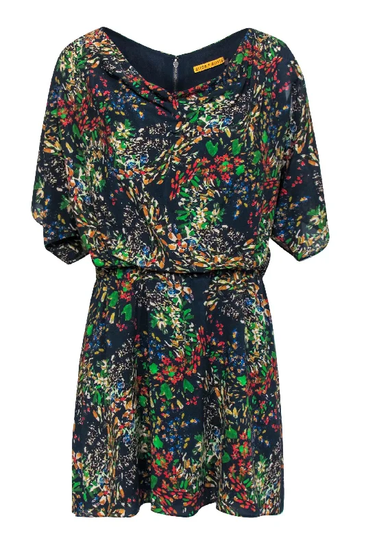 Sleeveless Women Dress in Bright Colors for Summer Parties Sleeveless Women Dress in Bright Colors for Summer Parties Alice & Olivia - Navy Floral Print Cold Shoulder Dress Sz S