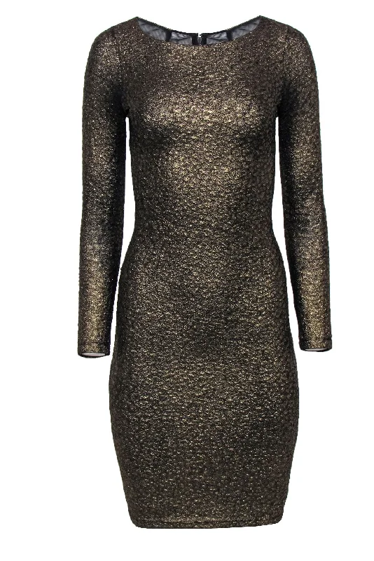 Lace - Embellished Women Dress for an Elegant and Sophisticated Appearance Lace - Embellished Women Dress for an Elegant and Sophisticated Appearance Alice & Olivia - Gold & Sparkly Metallic Midi Dress w/ Mesh Paneling Sz XS