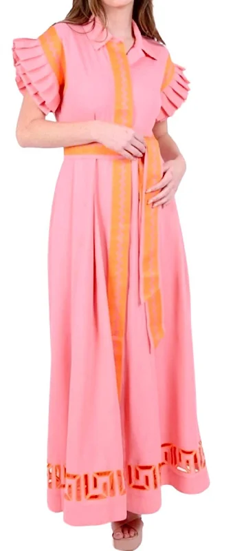 Pleated Women Dress with a Timeless and Elegant Texture Pleated Women Dress with a Timeless and Elegant Texture Anderson Maxi Dress In Pink Cabaret