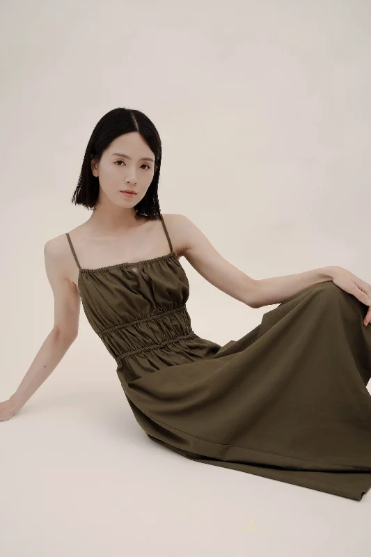 Sheer maxi dresses with lace overlays for a romantic touch AUDREY Dress - Olive