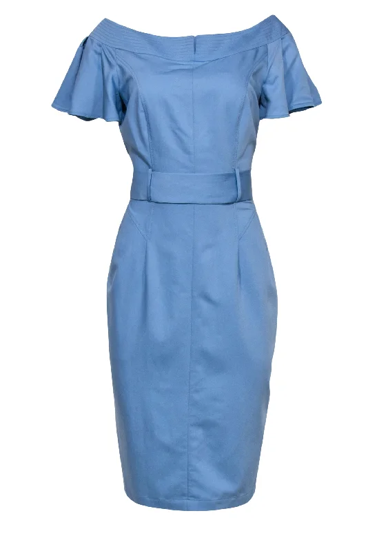Maxi Women Dress with Floral Print for a Bohemian Vibe Maxi Women Dress with Floral Print for a Bohemian Vibe BGL - Sky Blue Ruffled Sleeve Sheath Dress w/ Belt Sz 8