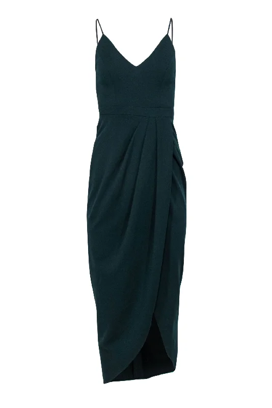 Empire Waist Women Dress to Accentuate the Bust and Conceal the Waist Empire Waist Women Dress to Accentuate the Bust and Conceal the Waist BHLDN for Anthropologie - Hunter Green Sleeveless Draped Maxi Dress Sz 2