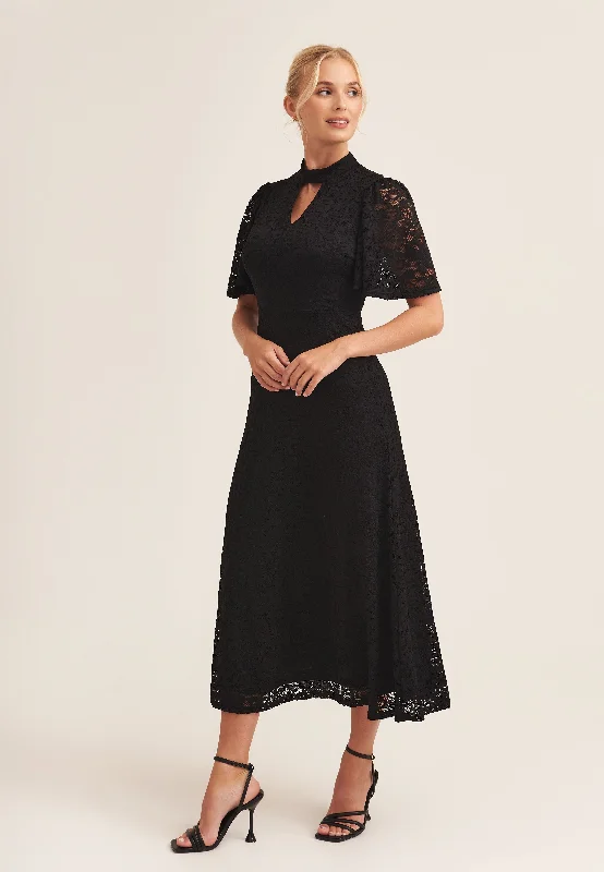 Wrap - Style Women Dress with Adjustable Fit for All Body Types Wrap - Style Women Dress with Adjustable Fit for All Body Types Black Angel Sleeve Midaxi Dress