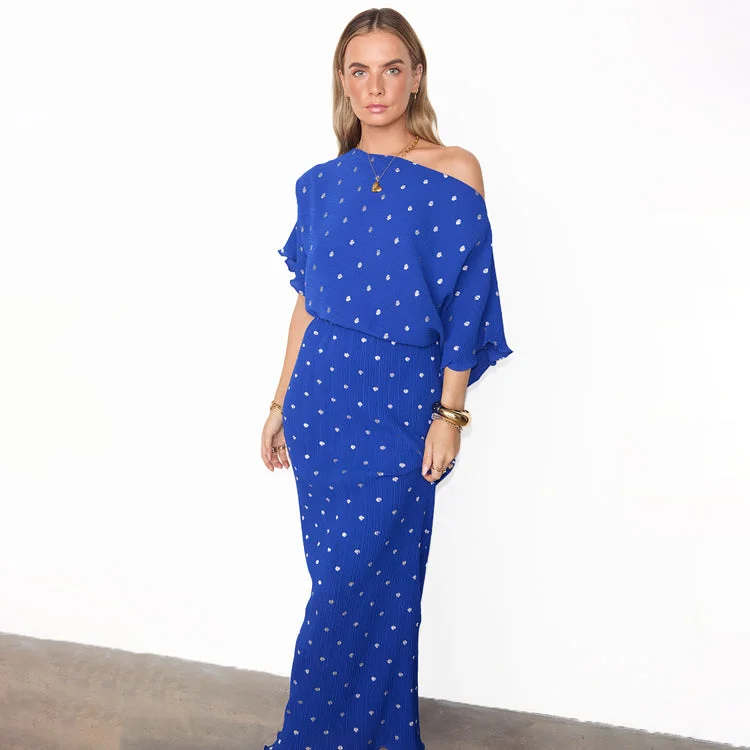 Animal print maxi dresses for a statement - making outfit Blue Tilly Plisse Dress