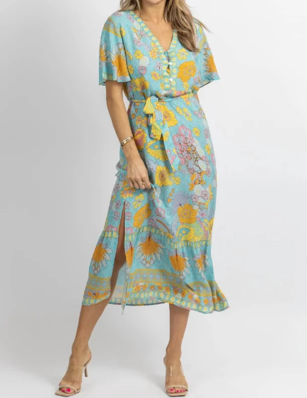 Off - the - Shoulder Women Dress for a Romantic and Feminine Look Off - the - Shoulder Women Dress for a Romantic and Feminine Look Butterfly Sleeve Midi Dress In Light Blue Floral