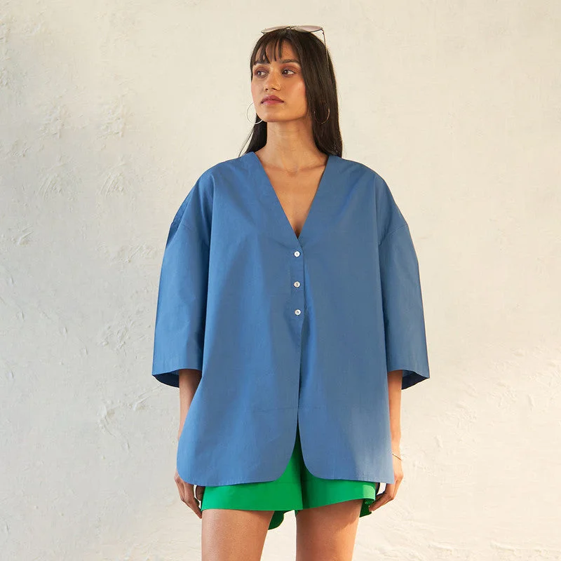 Halter Neck Women Dress to Show Off the Shoulders and Neckline Halter Neck Women Dress to Show Off the Shoulders and Neckline Cotton Oversized Shirt for Women | Blue