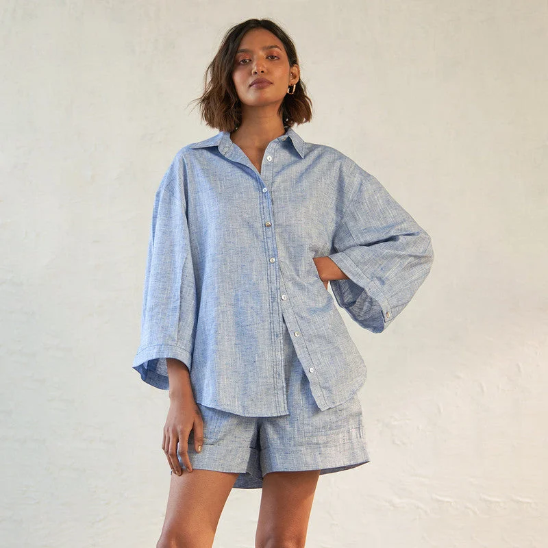 Long - Sleeve Women Dress in Velvet for a Luxurious Winter Look Long - Sleeve Women Dress in Velvet for a Luxurious Winter Look Cotton Oversized Shirt for Women | Deep Blue