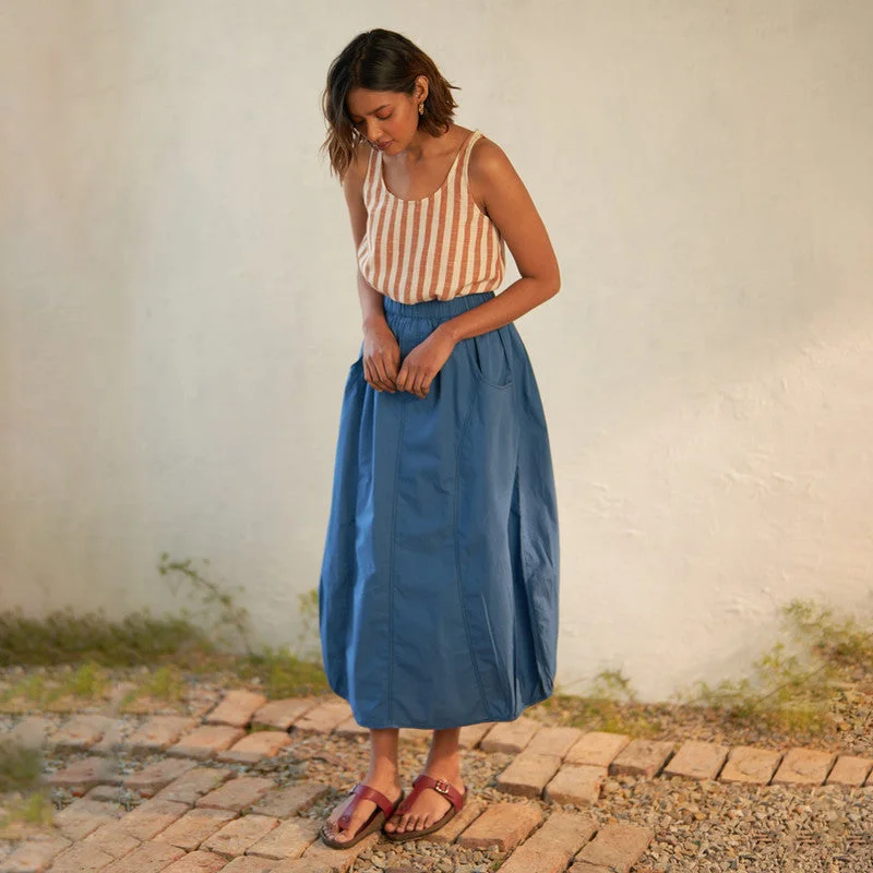Backless Women Dress for a Sexy and Alluring Look at Evening Events Backless Women Dress for a Sexy and Alluring Look at Evening Events Cotton Poplin Blue Skirt for Women | Relaxed Fit
