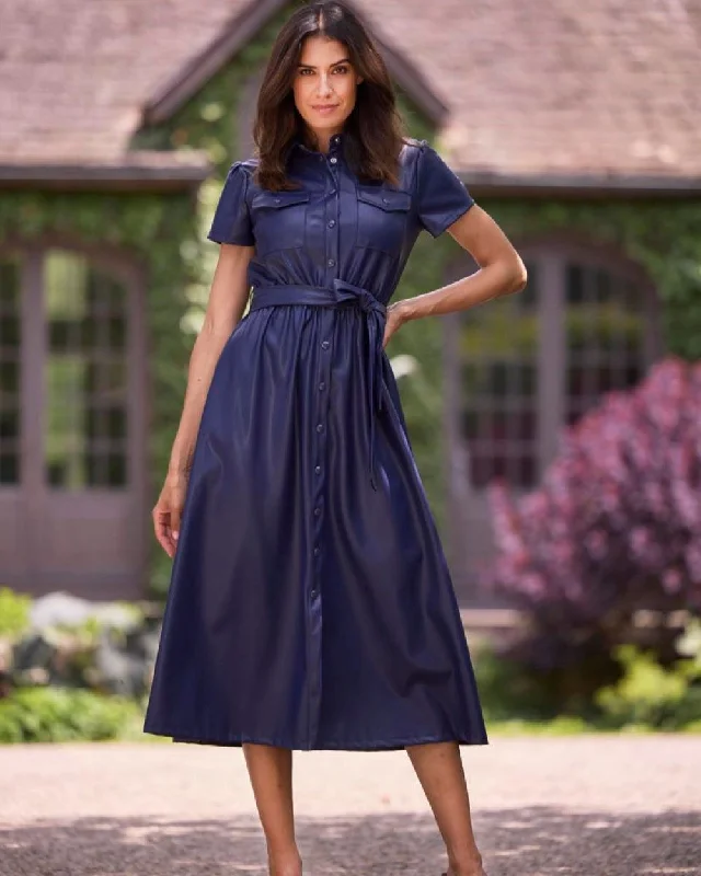 Strapless Women Dress with a Built - in Bra for Comfort and Support Strapless Women Dress with a Built - in Bra for Comfort and Support Cecelia Dress - Faux Leather