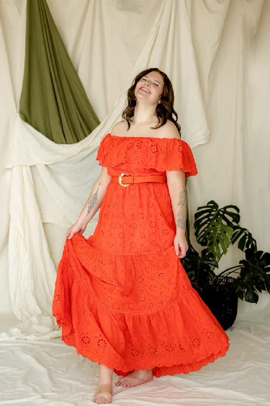 Mermaid - Style Women Dress with a Fitted Silhouette for Special Occasions Mermaid - Style Women Dress with a Fitted Silhouette for Special Occasions Cecilia Orange Eyelet Maxi Dress Mermaid - Style Women Dress with a Fitted Silhouette for Special Occasions Mermaid - Style Women Dress with a Fitted Silhouette for Special Occasions Cecilia Orange Eyelet Maxi Dress