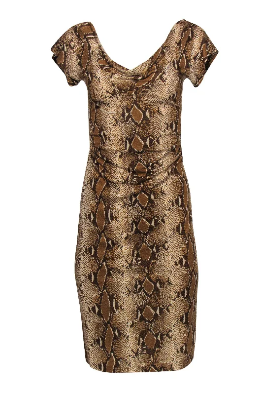 Sheath Women Dress with a Tailored Fit for a Professional Look Sheath Women Dress with a Tailored Fit for a Professional Look Diane von Furstenberg - Tan Snakeskin Print Ruched Silk Midi Dress Sz 2 Sheath Women Dress with a Tailored Fit for a Professional Look Sheath Women Dress with a Tailored Fit for a Professional Look Diane von Furstenberg - Tan Snakeskin Print Ruched Silk Midi Dress Sz 2