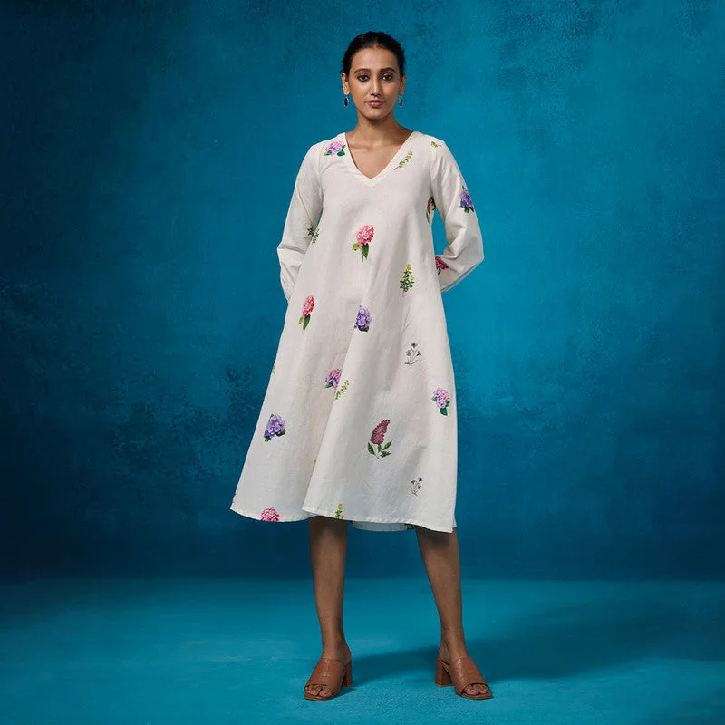 Sleeveless Women Dress in Bright Colors for Summer Parties Sleeveless Women Dress in Bright Colors for Summer Parties Chanderi Dress For Women | Floral Printed | Ivory