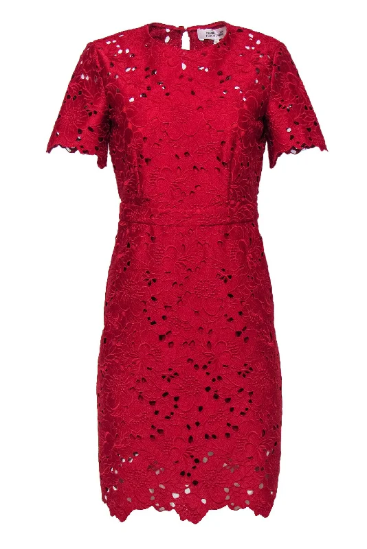 Sheath Women Dress with a Tailored Fit for a Professional Look Sheath Women Dress with a Tailored Fit for a Professional Look Diane von Furstenberg - Crimson Red Lace Sheath Dress Sz 2