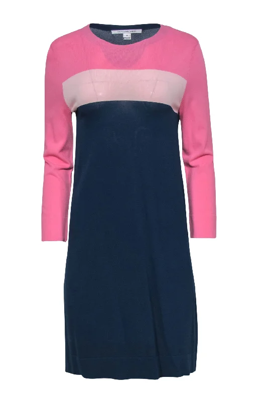 Shift Women Dress with a Simple and Classic Design for Everyday Wear Shift Women Dress with a Simple and Classic Design for Everyday Wear Diane von Furstenberg - Navy & Pink Knit Long Sleeve Dress Sz M