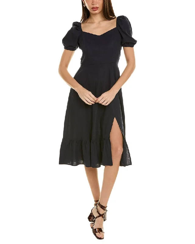 Pleated Women Dress with a Timeless and Elegant Texture Pleated Women Dress with a Timeless and Elegant Texture Ellen Tracy Sweetheart Linen-Blend Midi Dress