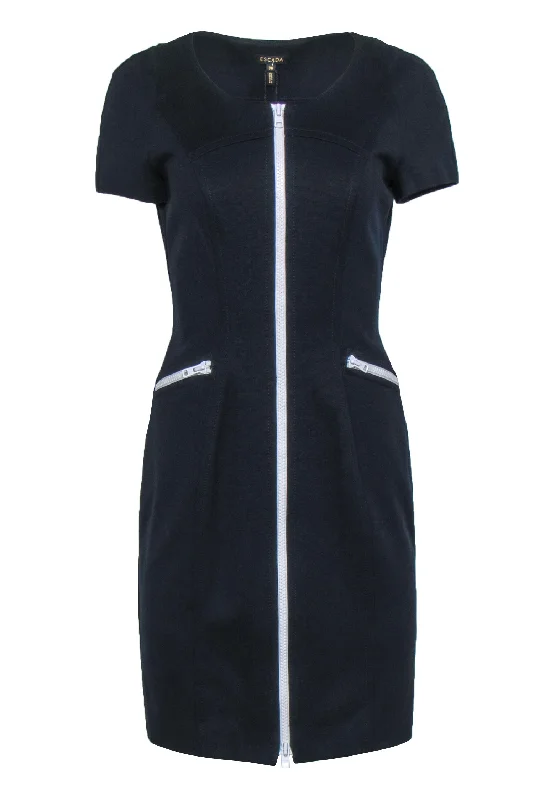 Empire Waist Women Dress to Accentuate the Bust and Conceal the Waist Empire Waist Women Dress to Accentuate the Bust and Conceal the Waist Escada - Navy Cap Sleeve Sheath Dress w/ White Zippers Sz 6 Empire Waist Women Dress to Accentuate the Bust and Conceal the Waist Empire Waist Women Dress to Accentuate the Bust and Conceal the Waist Escada - Navy Cap Sleeve Sheath Dress w/ White Zippers Sz 6