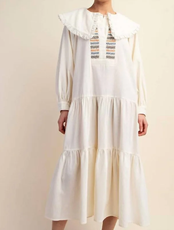 Off - the - Shoulder Women Dress for a Romantic and Feminine Look Off - the - Shoulder Women Dress for a Romantic and Feminine Look Heidi Linen Dress In White